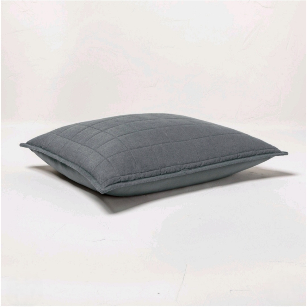 Casaluna Standard Heavyweight Linen Blend Quilt Pillow Sham Dark Gray - Picture 3 of 7